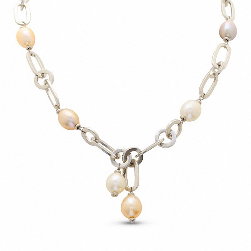Main Image 1 of Freshwater Cultured Pearl and Sterling Silver Chain Necklace