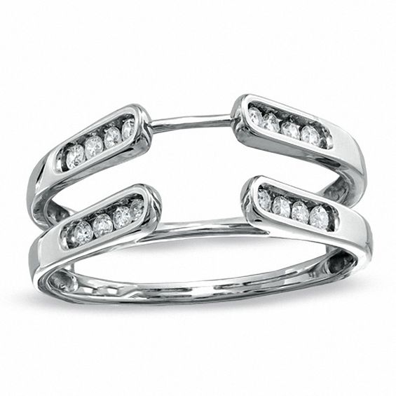 1/4 CT. T.w. Diamond Channel Cathedral Solitaire Enhancer in 14K White Gold