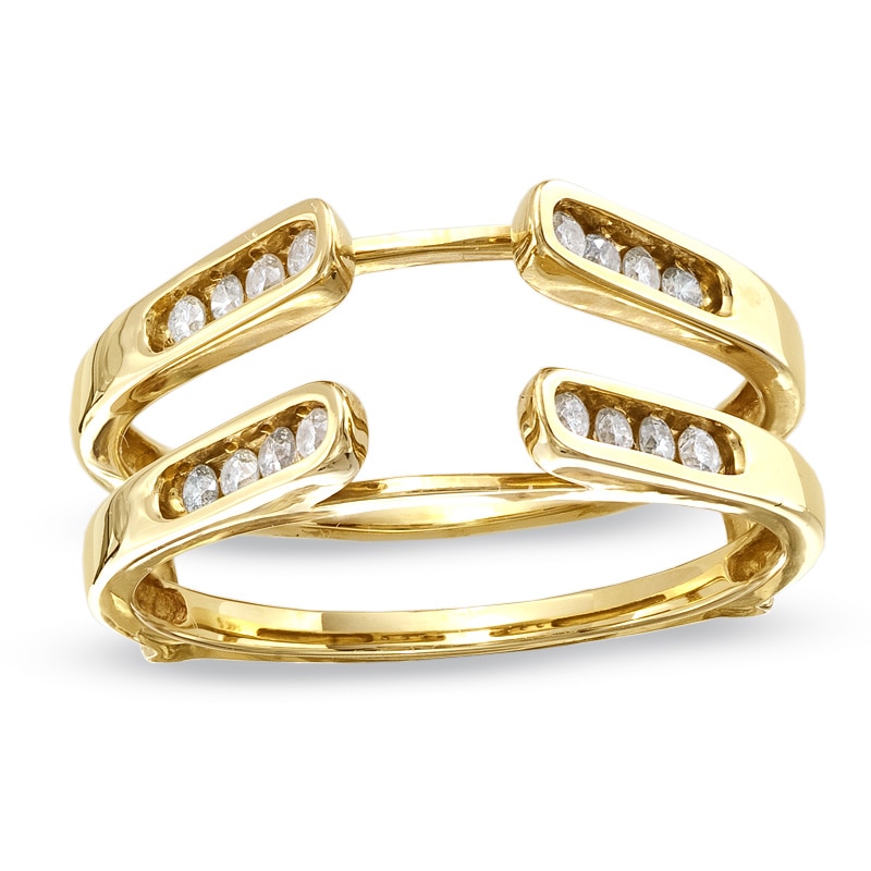 Main Image 1 of 1/4 CT. T.W. Diamond Channel Cathedral Solitaire Enhancer in 14K Gold