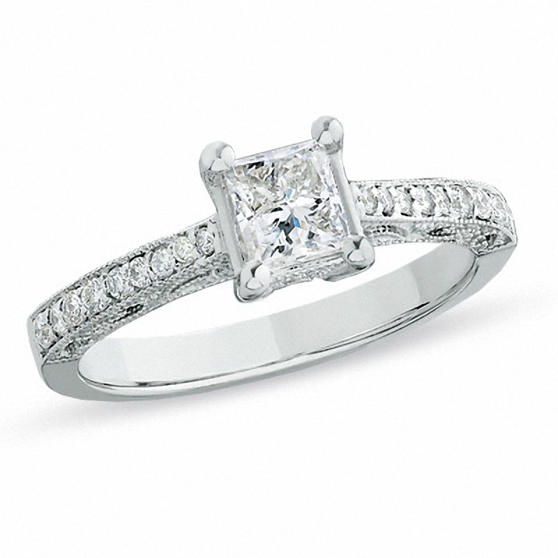 Main Image 1 of 1 CT. T.W. Certified Princess-Cut Diamond Solitaire Engagement Ring in 14K White Gold