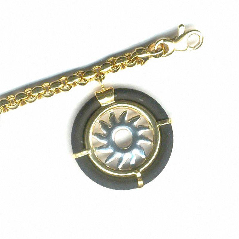 Main Image 1 of 18K Gold Two-Tone Sun Charm on Rolo Charm Bracelet