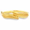 Thumbnail Image 1 of 18K Gold Satin and Polished Leaf Bangle Bracelet