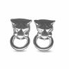 Thumbnail Image 1 of 18K White Gold Tiger Head Door Knocker Earrings