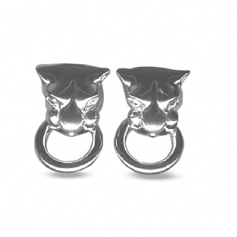 Main Image 1 of 18K White Gold Tiger Head Door Knocker Earrings