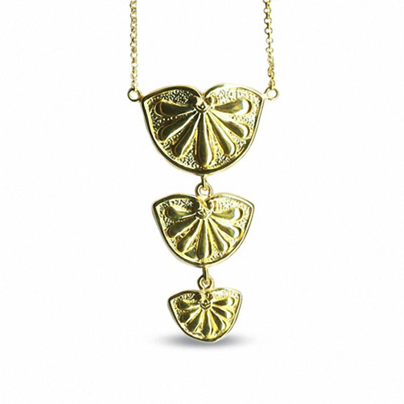 Main Image 1 of 18K Gold Etruscan Shield Drop Necklace