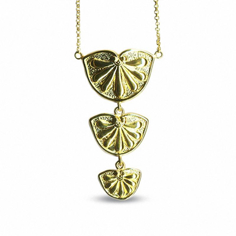 18K Gold Etruscan Shield Drop Necklace