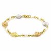 Thumbnail Image 1 of 18K Tri-Tone Gold Flower and Cultured Pearl Bracelet