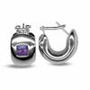 Thumbnail Image 1 of 18K White Gold J-Hoop Earrings with Square Amethyst Gemstone