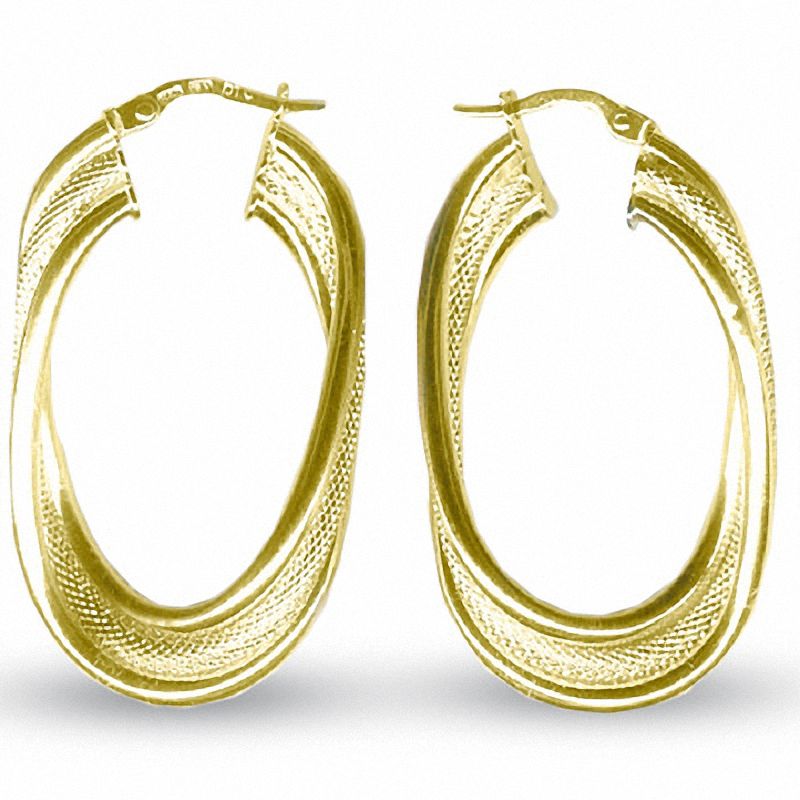 Main Image 1 of 18K Gold Large Oval Hoop Earrings