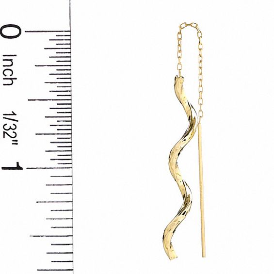 14K Gold Diamond Cut Corkscrew Threader Earrings