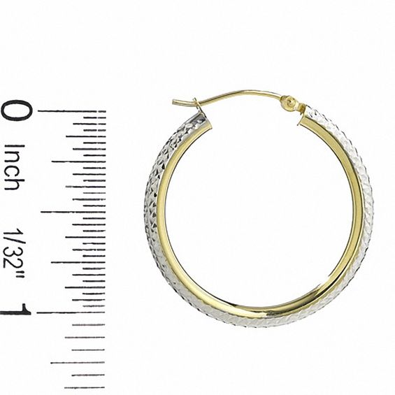 14K Two-Tone Gold 30mm Double Hoop Earrings