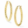 Thumbnail Image 1 of 14K Gold 30mm Satin and Diamond-Cut Inside-Out Hoop Earrings