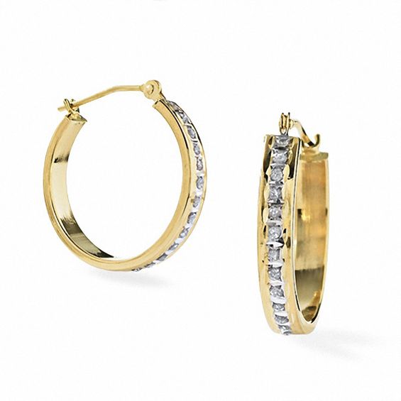 Diamond Fascinationâ¢ 20mm Round Hoop Earrings in 14K Gold