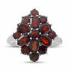 Thumbnail Image 2 of Garnet Flower Cluster Ring in Sterling Silver