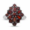 Thumbnail Image 1 of Garnet Flower Cluster Ring in Sterling Silver