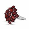 Thumbnail Image 2 of Garnet Flower Cluster Ring in Sterling Silver