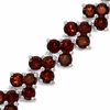 Thumbnail Image 1 of Garnet Cluster Tennis Bracelet in Sterling Silver