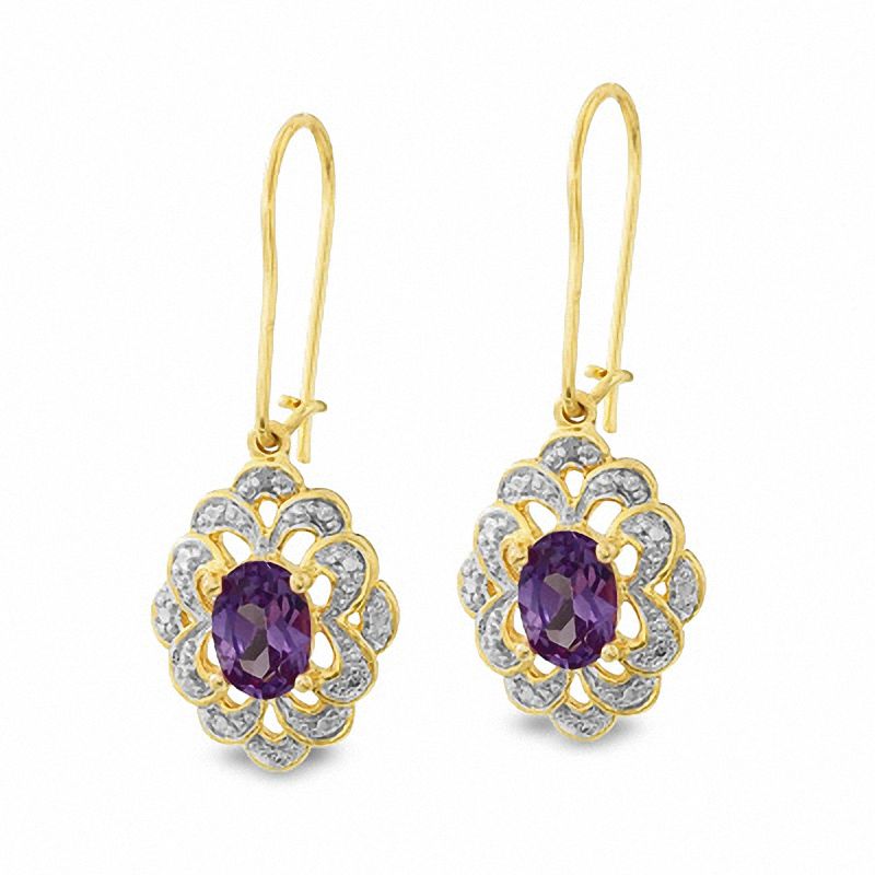 Main Image 1 of Lab-Created Alexandrite Earrings in 18K Gold over Sterling Silver