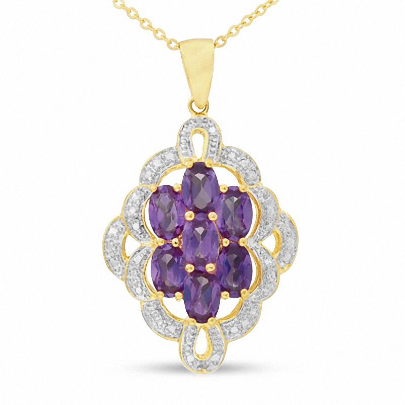 Created Alexandrite Cluster Pendant in 18K Gold over Sterling Silver