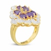 Thumbnail Image 1 of Created Alexandrite Cluster Ring in 18K Gold over Sterling Silver