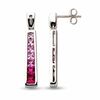 Thumbnail Image 1 of Lab-Created Square Pink Sapphire Earrings in 10K White Gold with Diamond Accents