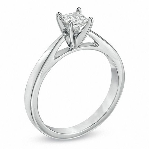 Celebration LuxÂ® / CT. Princess-Cut Certified Diamond Solitaire Engagement Ring in 18K White Gold (I/Si2