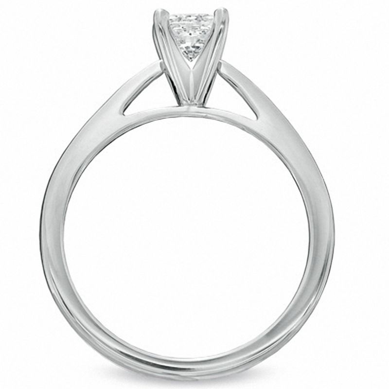 Main Image 3 of Celebration Lux® 1/2 CT. Princess-Cut Certified Diamond Solitaire Engagement Ring in 18K White Gold (I/SI2)