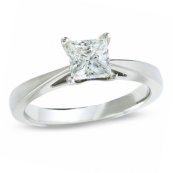 Celebration LuxÂ® CT. Princess-Cut Certified Diamond Solitaire Engagement Ring in 18K White Gold (I/Si2