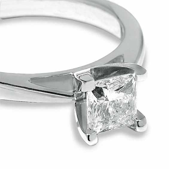 Celebration LuxÂ® CT. Princess-Cut Certified Diamond Solitaire Engagement Ring in 18K White Gold (I/Si2