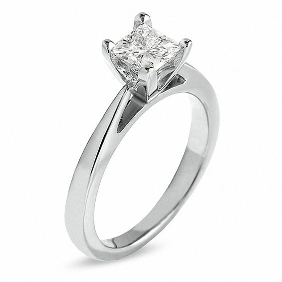 Celebration LuxÂ® CT. Princess-Cut Certified Diamond Solitaire Engagement Ring in 18K White Gold (I/Si2
