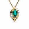 Thumbnail Image 1 of Oval Lab-Created Emerald Pendant with Diamond Accents in 10K Gold