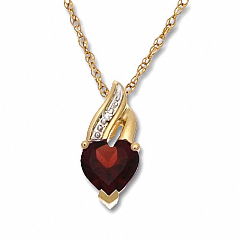 Main Image 1 of Heart-Shaped Lab-Created Ruby 10K Gold Pendant