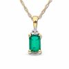 Thumbnail Image 1 of Lab-Created Emerald Pendant in 10K Gold with Diamond Accents