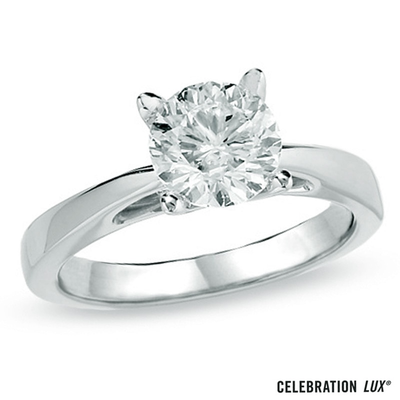 Main Image 1 of Celebration Lux® 1-1/2 CT. Certified Diamond Solitaire Engagement Ring in 18K White Gold (I/SI2)