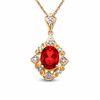 Thumbnail Image 1 of Oval Lab-Created Ruby Pendant in 10K Gold with Diamond Accents