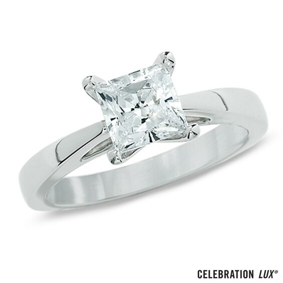 Celebration Lux® -/ CT. Princess-Cut Certified Diamond Solitaire Engagement Ring in 18K White Gold (I/Si2