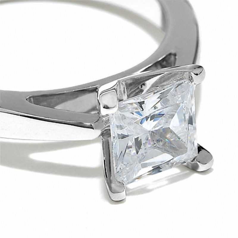 Main Image 2 of Celebration Lux® 1-1/2 CT. Princess-Cut Certified Diamond Solitaire Engagement Ring in 18K White Gold (I/SI2)