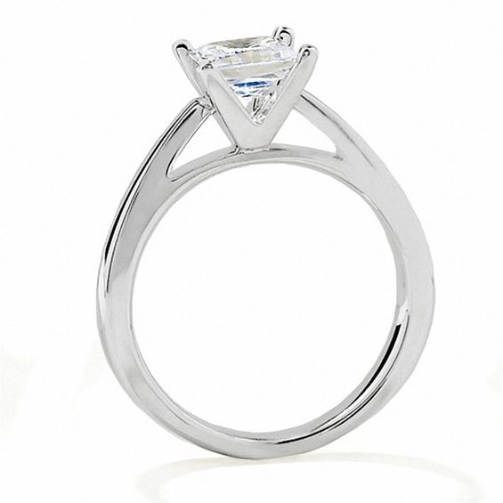 Celebration Lux® -/ CT. Princess-Cut Certified Diamond Solitaire Engagement Ring in 18K White Gold (I/Si2