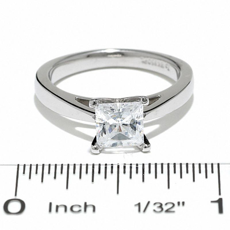 Main Image 4 of Celebration Lux® 1-1/2 CT. Princess-Cut Certified Diamond Solitaire Engagement Ring in 18K White Gold (I/SI2)