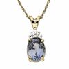 Thumbnail Image 1 of Oval Lab-Created Ceylon Sapphire Pendant in 10K Gold with Diamond Accents