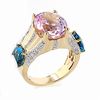 Thumbnail Image 0 of Oval Pink Kunzite & London Blue Topaz Diamond Accent Ring in 14K Gold