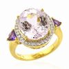 Thumbnail Image 0 of Oval Kunzite, Amethyst, and Diamond Ring in 14K Gold