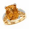 Thumbnail Image 1 of Citrine Filigree Ring with Diamond Accents in 14K Gold