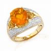 Thumbnail Image 1 of Brazilian Fire Opal and Sapphire Ring with Diamond Accents in 14K Two-Tone Gold