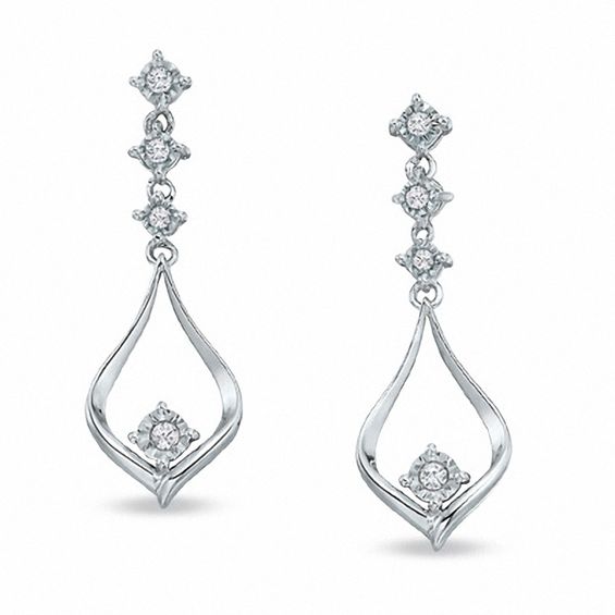 1/6 CT. T.w. Diamond Teardrop Dangle Earrings in 14K White Gold