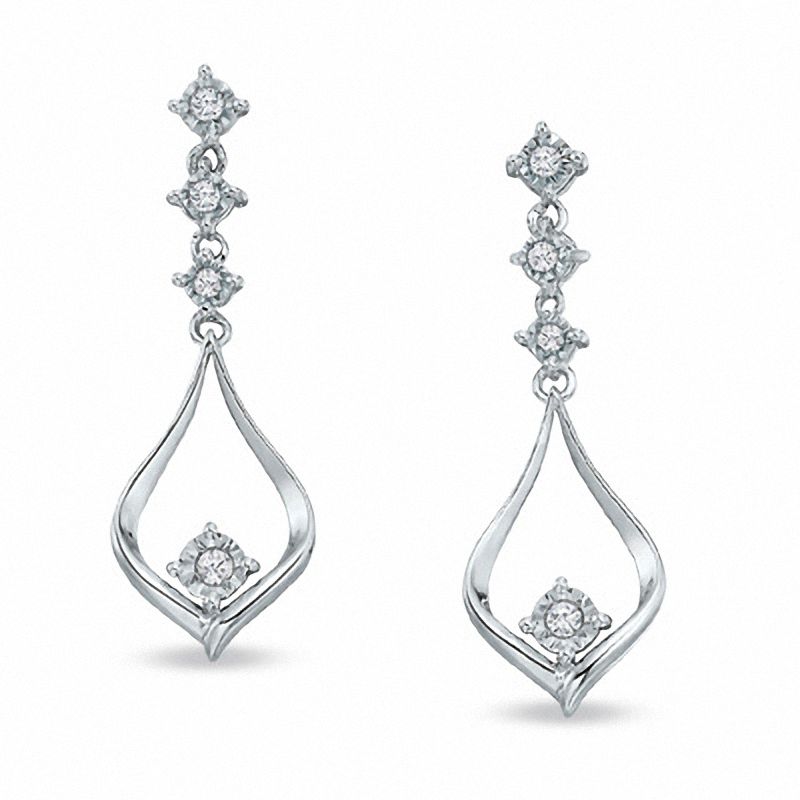 Main Image 1 of 1/6 CT. T.W. Diamond Teardrop Dangle Earrings in 14K White Gold