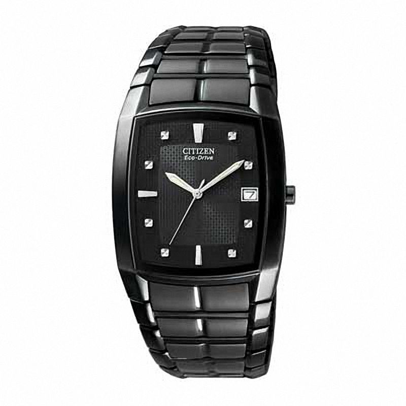 Men's Black Citizen Eco-Drive® Watch with Tonneau Black Dial (Model: BM6555-54E)
