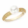 Thumbnail Image 1 of Freshwater Cultured Pearl and Yellow Sapphire Ring in 14K Gold