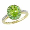 Thumbnail Image 1 of Oval Peridot & Tsavorite Ring with Diamond Accents in 14K Gold