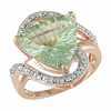 Thumbnail Image 0 of Trillion Green Quartz Ring with Diamond Accents in 14K Gold